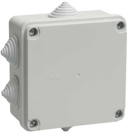 Коробка КМ41233 распаячная для открытой установки 100х100х50 мм IP44 (RAL7035, 6 гермовводов) UKO11-100-100-050-K41-44