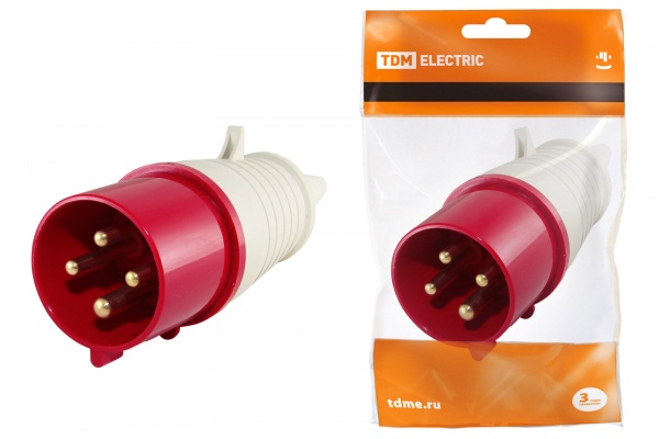 Вилка кабельная TDM 024 3Р+РЕ 32А 380В IP44