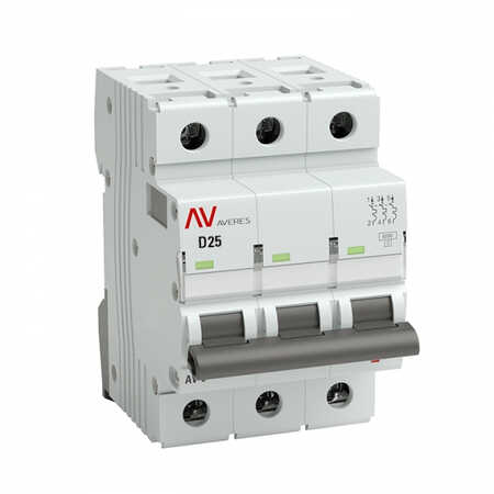 Выключатель автоматический 3П 25A характеристика D 6kA AV-6 EKF AVERES mcb6-3-25D-av (кратно 1)