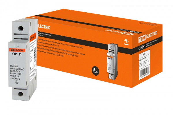 Ограничитель имульсных перенапряжений  1П  230В  12,5кА  TDM  ОИН1