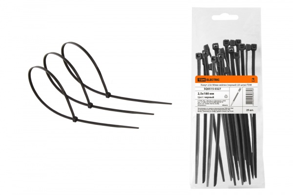 Хомут (стяжка) нейлон  2.5 х 160  черный  (25шт)  TDM SQ0515-0327