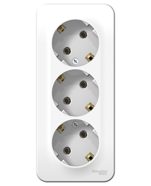 Розетка трехместная с заземляющими контактами изолирующая пластина 16А 250В IP20 BLANCA БЕЛЫЙ открытая установка BLNRA010311