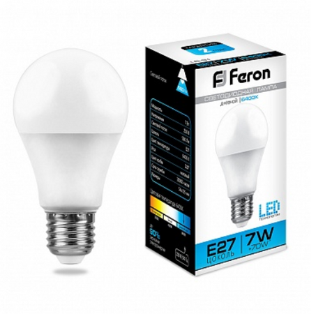 Светодиодная лампа Feron А60 7Вт 230В 6400K E27