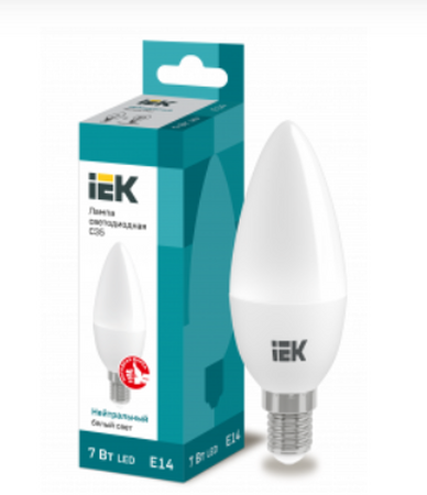 Светодиодная лампа свеча IEK C35 7Вт 230В 4000К E14