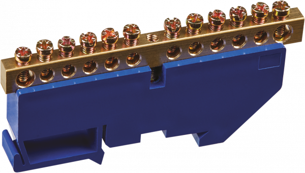 Шина нулевая на DIN изоляторе Navigator  NBB-M69-12D/B 6*9, 12 отверстий 71 155