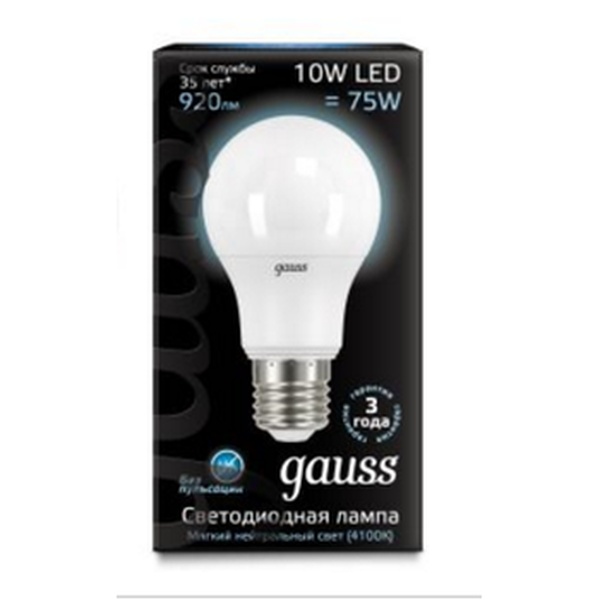 Светодиодная лампа Gauss А60 10Вт 150-265Вт 4100K E27