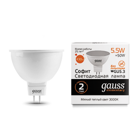 Светодиодная лампа Gauss MR16 5.5Вт 220В 2700-3000К GU5.3