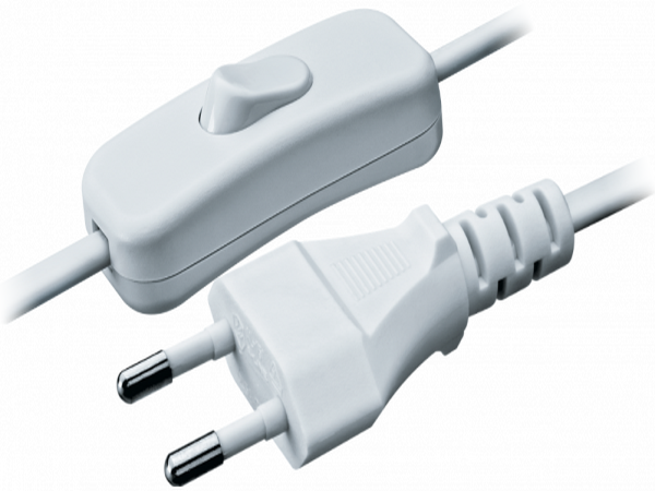 Шнур сетевой 1,7м без заземления плоская вилка с выключателем ШВВП2х0,75 белый NPS-FS-170-WH Navigator 94667