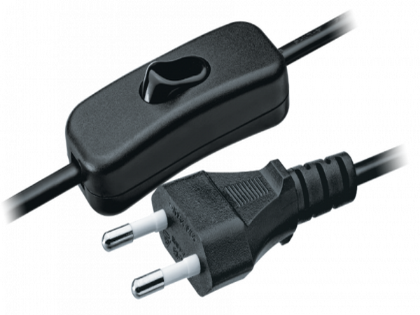 Шнур сетевой 1,7м без заземления плоская вилка с выключателем ШВВП2х0,75 черный NPS-FS-170-BL Navigator 94668