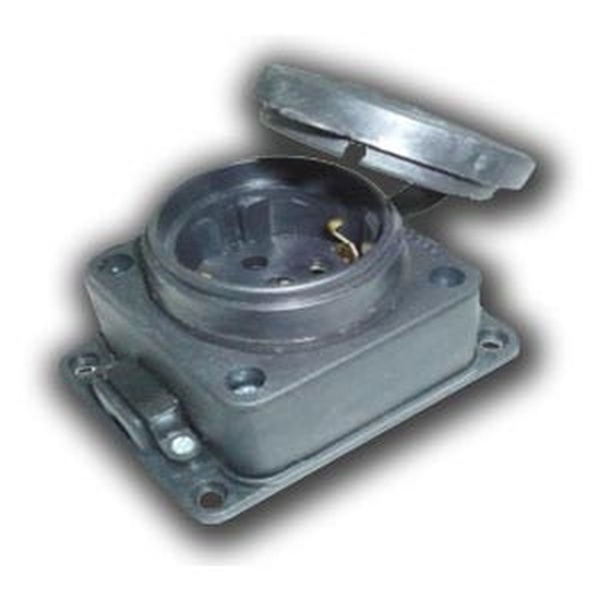 Колодка 1 гнездо Каучук IP44 с заземлением 16А 220В Черная LEZARD 106-0400-0103/103