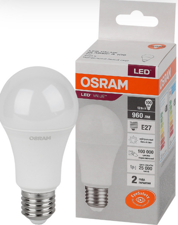 Светодиодная лампа OSRAM A100 12Вт 230В 4000К E27