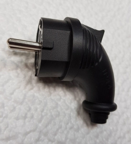 Вилка угловая с заземлением Каучук 16А IP44 Черная UNIVersal 1241