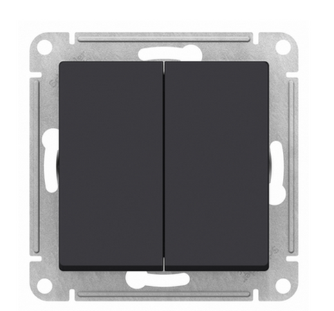 Переключатель двухклавишный схема 6 10АХ ATLAS DESIGN механизм КАРБОН ATN001065