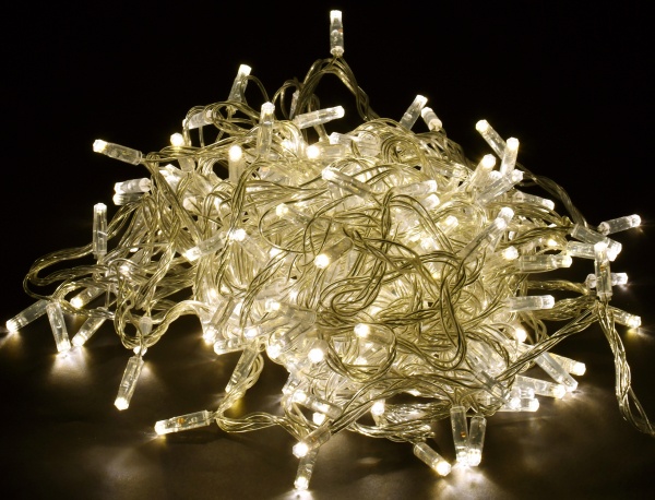 Гирлянда "Нить" УЛИЧНАЯ IP44 20м теплый БЕЛЫЙ свет 8 режимов провод прозачный 220в IEK