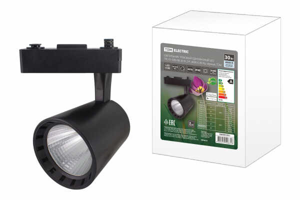 Светильник трековый однофазный LED TRL-01-030-NB 30 Вт, 24град, 4000 К, 80 Ra, черный, TDM