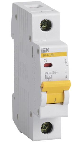 Выключатель автоматический 1П 1А характеристика С 4,5кА ВА47-29 IEK
