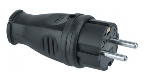 Вилка с заземлением Каучук 16А IP44 Черная NCA-PLR02-16A-E-IP44-BL Navigator 61368