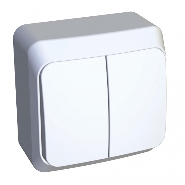 Выключатель двухклавишный SYSTEME ELECTRIC ЭТЮД БЕЛЫЙ открытая установка BA10-002B