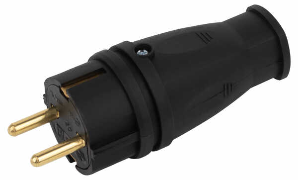 Вилка с заземлением Каучук 16А IP44 Черная VX10-B-IP44 ЭРА Б0055414