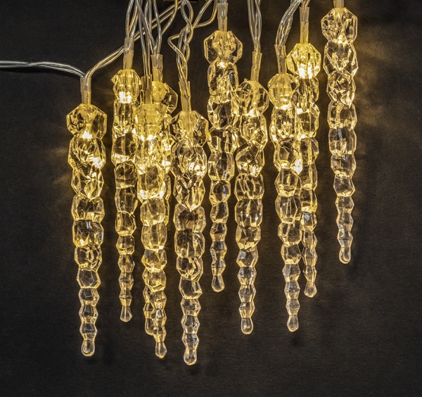 Гирлянда "Сосульки" прозрачные ВНУТРЕННЯЯ IP20 1,65м ТЕПЛЫЙ БЕЛЫЙ ОТ БАТАРЕЕК Navigator 80 721 NGF-D016-10WW-2AA