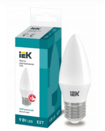 Светодиодная лампа свеча IEK C35 9Вт 230В 4000К E27