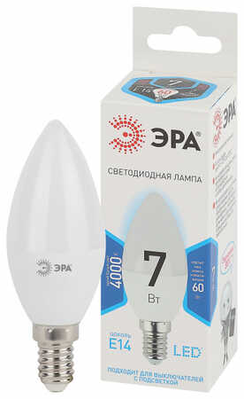 Лампа светодиодная ЭРА STD LED B35-7W-840-E14 7Вт свеча нейтральный белый свет Е14