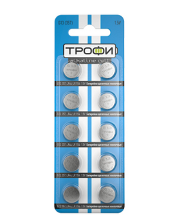 Батарейка "таблетка" ТРОФИ G13 (357) LR1154 (кратно 10)