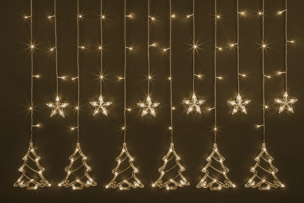 Гирлянда "Бахрома" звезды и елочки ВНУТРЕННЯЯ IP20 2,5*1,0м ТЕПЛЫЙ БЕЛЫЙ Navigator 95 006 NGF-D033-01